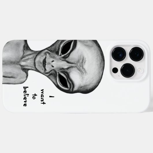 Coques Case-Mate iPhone Alien gris, je veux croire (Verso (horizontal))