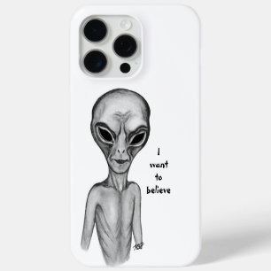 Coque iPhone 15 Pro Max Alien gris, je veux croire