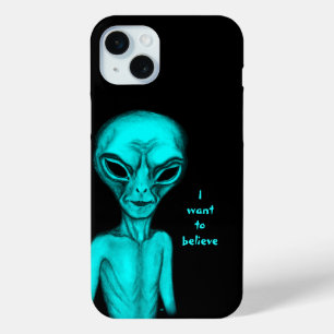 Coque iPhone 15 Mini Alien, je veux croire