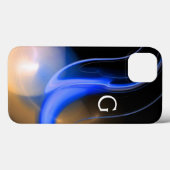 Coques Case-Mate iPhone ALIEN PEARL / BLEU BLACK WHITE ABSTRAIT Monogramme (Verso (horizontal))
