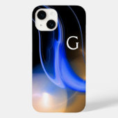 Coques Case-Mate iPhone ALIEN PEARL / BLEU BLACK WHITE ABSTRAIT Monogramme (Verso)