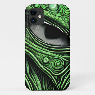 Case-Mate iPhone Case Alien vert avec fond à lignes dégénératives