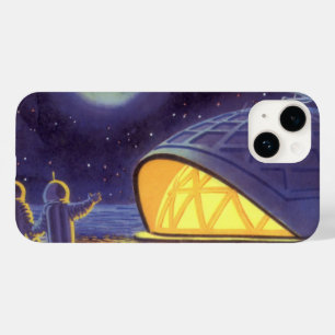 Coque Pour iPhone 14 Aliens de science-fiction vintages sur Blue Planet