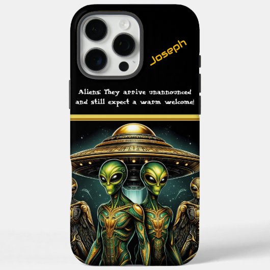 Coques Case-Mate iPhone Aliens se rassemblent par vaisseau spatial doré à (Verso)