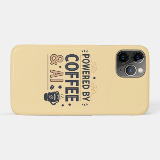 Coques Case-Mate iPhone Alimenté par Coffee & AI Retro Tech Vector (Dos (Horizontal))