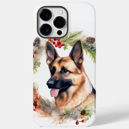 Coques Case-Mate iPhone Allemand Berger Noël Wreath Festive Pup (Verso)