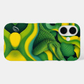 Coques Case-Mate iPhone Alligator Crocodile Dragon Monogramme Vert Jaune (Verso (horizontal))
