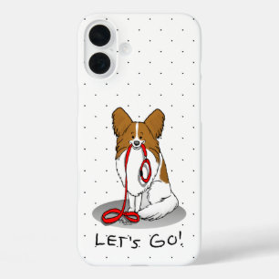 Coques iPhone 16 Plus Allons-y ! (walk) Papillon (white & red) Chien mig