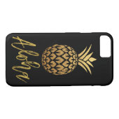Coques Case-Mate iPhone Aloha Ananas Tropical Black and Gold Foil (Dos (Horizontal))