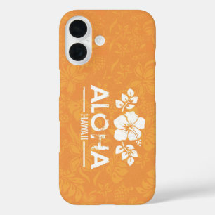 Coques iPhone 16 Aloha Hawaii avec boîtier téléphonique Orange Hibi
