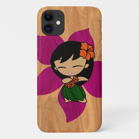 Coques Case-Mate iPhone Aloha Honeys Hawaiian Hula Girl Faux Wood Violet (Dos)
