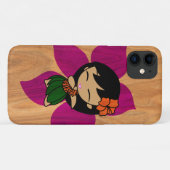 Coques Case-Mate iPhone Aloha Honeys Hawaiian Hula Girl Faux Wood Violet (Dos (Horizontal))