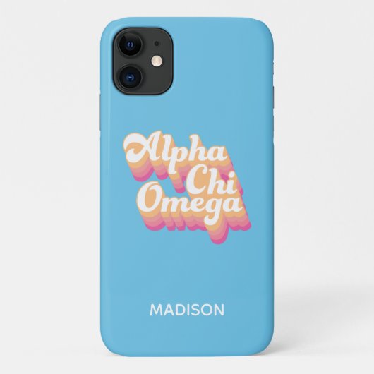 Coques Case-Mate iPhone Alpha Chi Omega | Écriture Groovy (Dos)