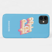 Coques Case-Mate iPhone Alpha Chi Omega | Écriture Groovy (Dos (Horizontal))