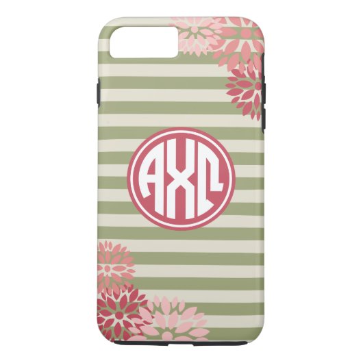 Coques Case-Mate iPhone Alpha Chi Omega | Motif Rayure Monogramme (Dos)