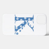 Coques Case-Mate iPhone alphabet fleuri K (bleu et points) (Verso (horizontal))