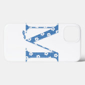 Coques Case-Mate iPhone alphabet fleuri M (bleu et points) (Verso (horizontal))