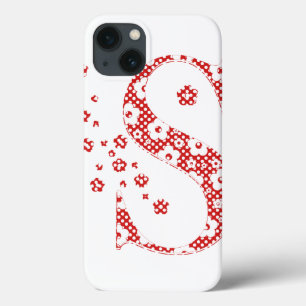 Coques Pour iPhone alphabet fleuri S (rouge et points)