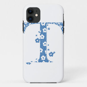 Case-Mate iPhone Case alphabet fleuri T (bleu et points)