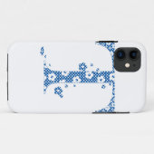 Coques Case-Mate iPhone alphabet fleuri T (bleu et points) (Dos (Horizontal))