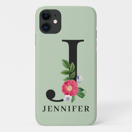 Coques Case-Mate iPhone Alphabet Floral Personnalisé J Monogramme (Dos)