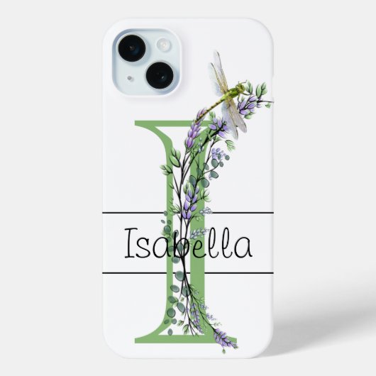 Coques Case-Mate iPhone Alphabet lettre I, aquarelle Lavender Dragonfly (Verso)