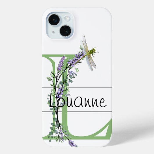Coques Case-Mate iPhone Alphabet lettre L, aquarelle Lavender Dragonfly (Verso)
