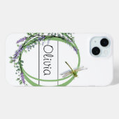 Coques Case-Mate iPhone Alphabet lettre O, aquarelle Lavender Dragonfly (Verso (horizontal))