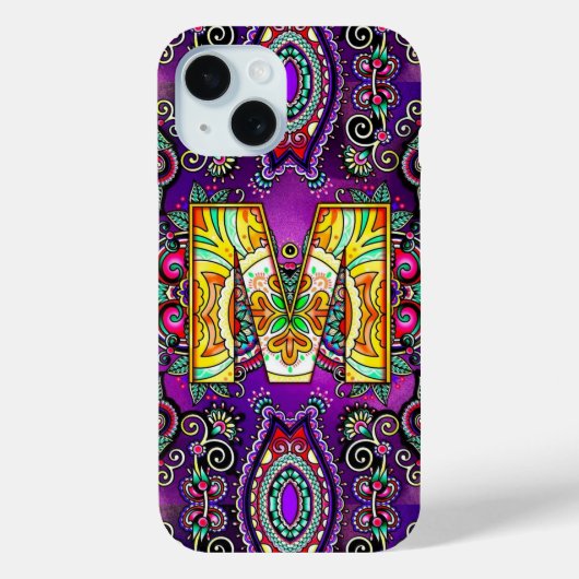 Coques Case-Mate iPhone Alphabet M mandala (Verso)