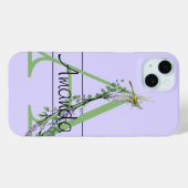 Coques Case-Mate iPhone alphabet monogramme A Lavender Eucalyptus Dragonfl (Verso (horizontal))