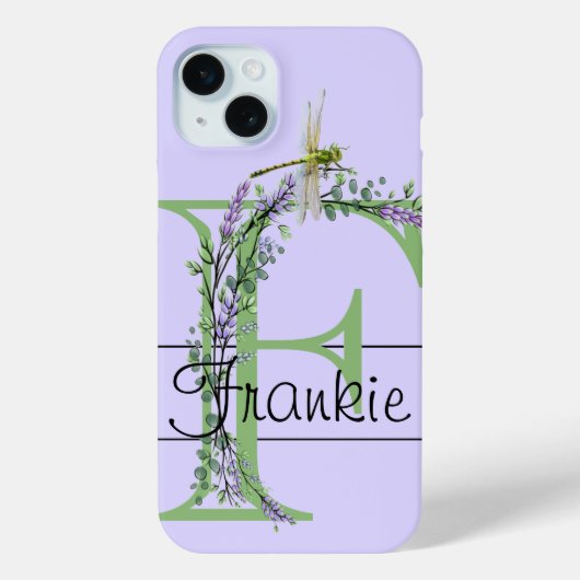 Coques Case-Mate iPhone alphabet monogramme F Lavender Eucalyptus Dragonfl (Verso)