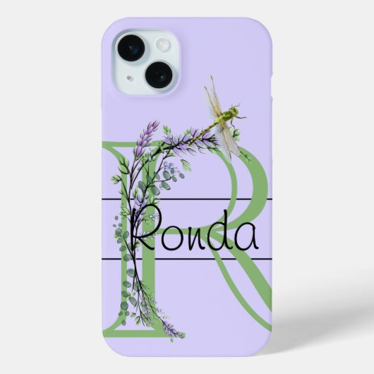 Coques Case-Mate iPhone alphabet monogramme R Lavender Eucalyptus Dragonfl (Verso)