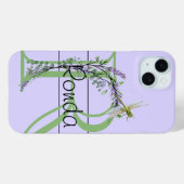 Coques Case-Mate iPhone alphabet monogramme R Lavender Eucalyptus Dragonfl (Verso (horizontal))