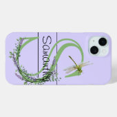 Coques Case-Mate iPhone alphabet monogramme S Lavande Eucalyptus Dragonfly (Verso (horizontal))