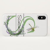 Coques Case-Mate iPhone alphabet monogramme S Lavande Eucalyptus Dragonfly (Dos (Horizontal))