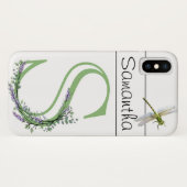 Coques Case-Mate iPhone alphabet monogramme S Lavande Eucalyptus Dragonfly (Dos (Horizontal))