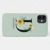 Coques Case-Mate iPhone Alphabet personnalisé D Monogramme floral (Dos (Horizontal))