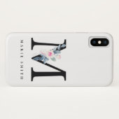 COQUES Case-Mate iPhone ALPHABÈTES FLORAUX BLEUS DOUX NOM LETTRE M (Dos (Horizontal))