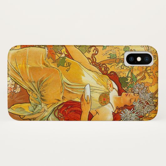 Coques Case-Mate iPhone Alphonse Mucha Art Nouveau Automne (Dos (Horizontal))