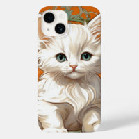 Alphonse Mucha Art Nouveau Kitten blanc