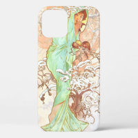 Alphonse Mucha Hiver Vintage Art Nouveau peinture