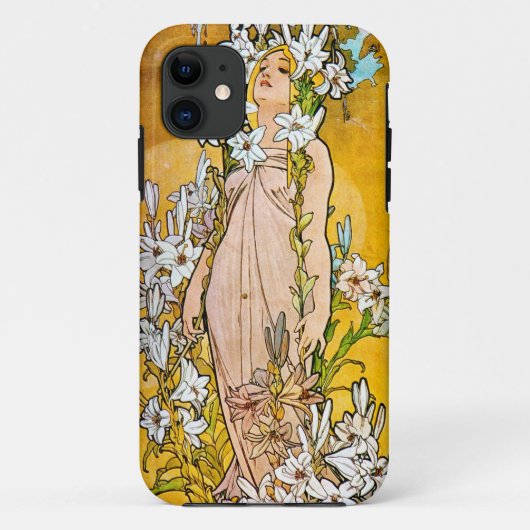 Coques Case-Mate iPhone Alphonse Mucha - Lily - Bordure Blanche (Dos)