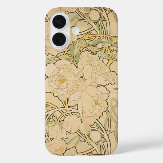 Coques Case-Mate iPhone Alphonse Mucha Peonies Peony Roses Fawn 1897 (Verso)