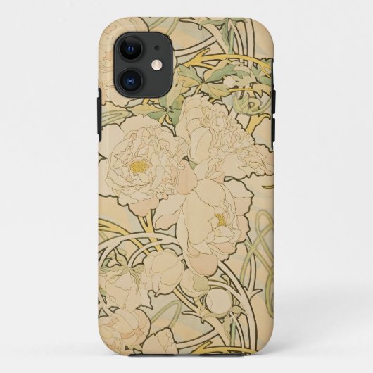 Coques Case-Mate iPhone Alphonse Mucha Peonies Peony Roses Fawn 1897 (Dos)