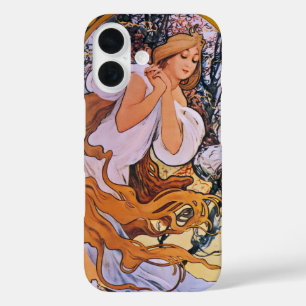 Coques iPhone 16 Alphonse Mucha Saison Printanière, Art Nouveau Anc