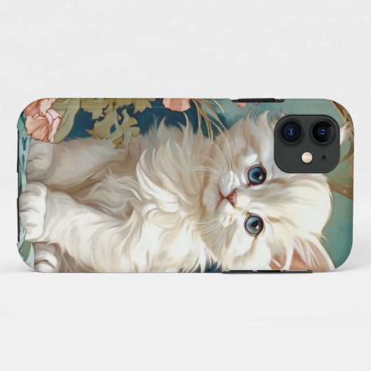 Coques Case-Mate iPhone Alphonse Mucha Style Chat blanc (Dos (Horizontal))