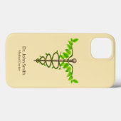 Coques Case-Mate iPhone Alternative Médicale Caduceus Vert Feuilles Beige (Verso (horizontal))