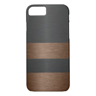 Case-Mate iPhone Case Aluminium brossé noir et Brown métalliqueTexture