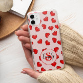 Coques Case-Mate iPhone amants Coeur rouge sur Soft rose monogrammed nom