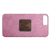 Coques Case-Mate iPhone Amaranth rose cuir look Monogramme (Dos (Horizontal))